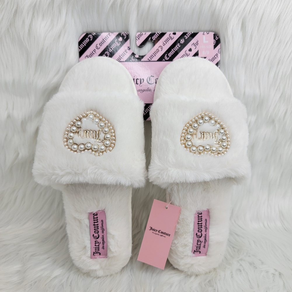 Juicy Couture Faux Fur Slides Slippers.